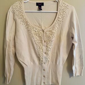Women's Cream Sweater with Embellishments